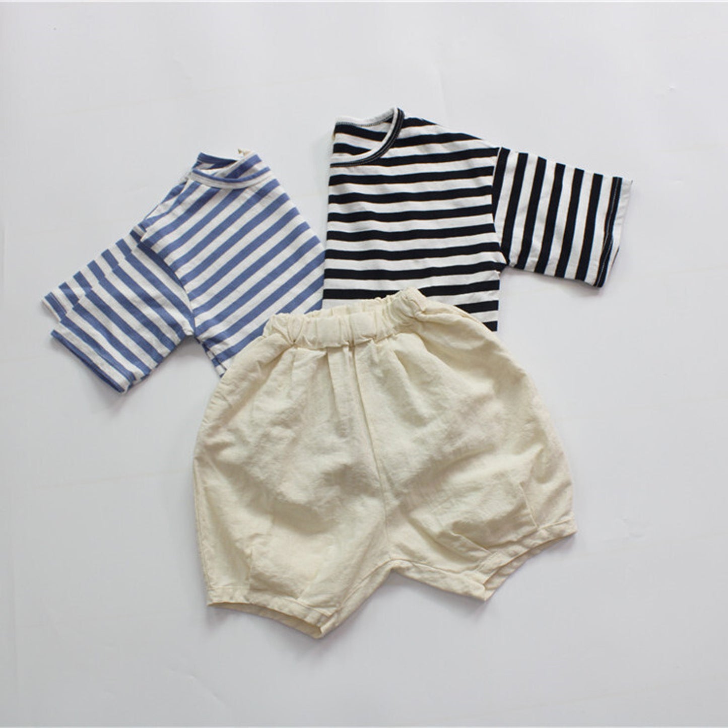 -キッズ ボーダー 半袖 ルーズ Tシャツ トップス - mamahalo shop - 半袖Tシャツ -  べビー服 - 子供服 - 男の子 - 女の子