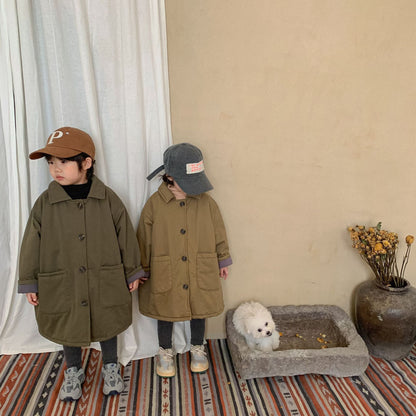 -キッズ 裏キルティング ロング コート【mh0000308】 - mamahalo shop - ロングコート -  べビー服 - 子供服 - 男の子 - 女の子