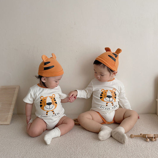 -ベビー タイガー 虎 長袖 半袖 しっぽ付き ロンパース【mh0000711】 - mamahalo shop - 半袖ロンパース -  べビー服 - 子供服 - 男の子 - 女の子