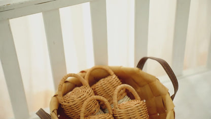 赤ちゃん おもちゃ ラタン ベル 木製 ベビー ガラガラ マラカス