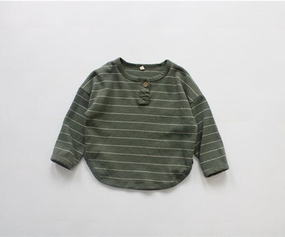 -キッズ ボーダー 長袖 Tシャツ トップス - mamahalo shop - 長袖Tシャツ -  べビー服 - 子供服 - 男の子 - 女の子