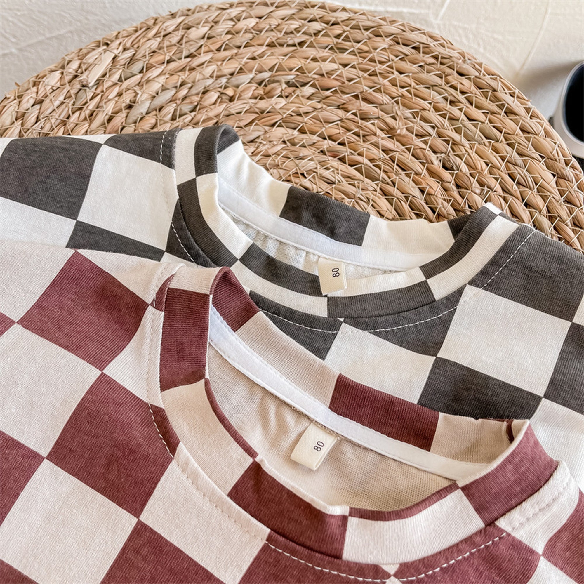 キッズ ビッグ チェッカーチェック 長袖 Tシャツ - mamahalo shop - 長袖Tシャツ - ベビー服 - 子供服 - 男の子 - 女の子