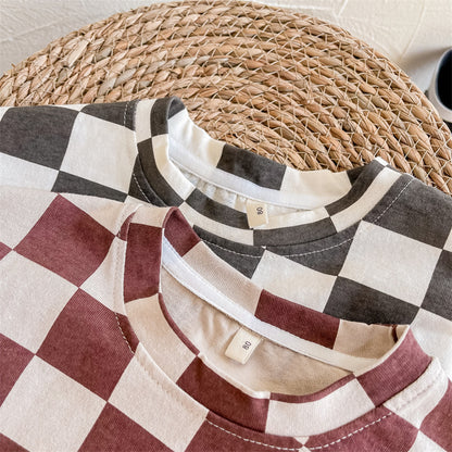 -キッズ ビッグ チェッカーチェック 長袖 Tシャツ - mamahalo shop - 長袖Tシャツ -  べビー服 - 子供服 - 男の子 - 女の子