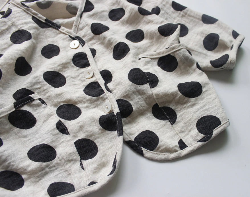 -キッズ みずたま コットンリネン カーディガン - mamahalo shop - カーディガン・パーカー -  べビー服 - 子供服 - 男の子 - 女の子