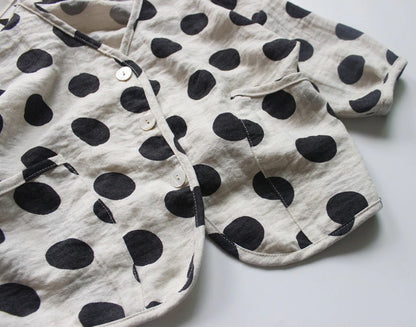 -キッズ みずたま コットンリネン カーディガン - mamahalo shop - カーディガン・パーカー -  べビー服 - 子供服 - 男の子 - 女の子