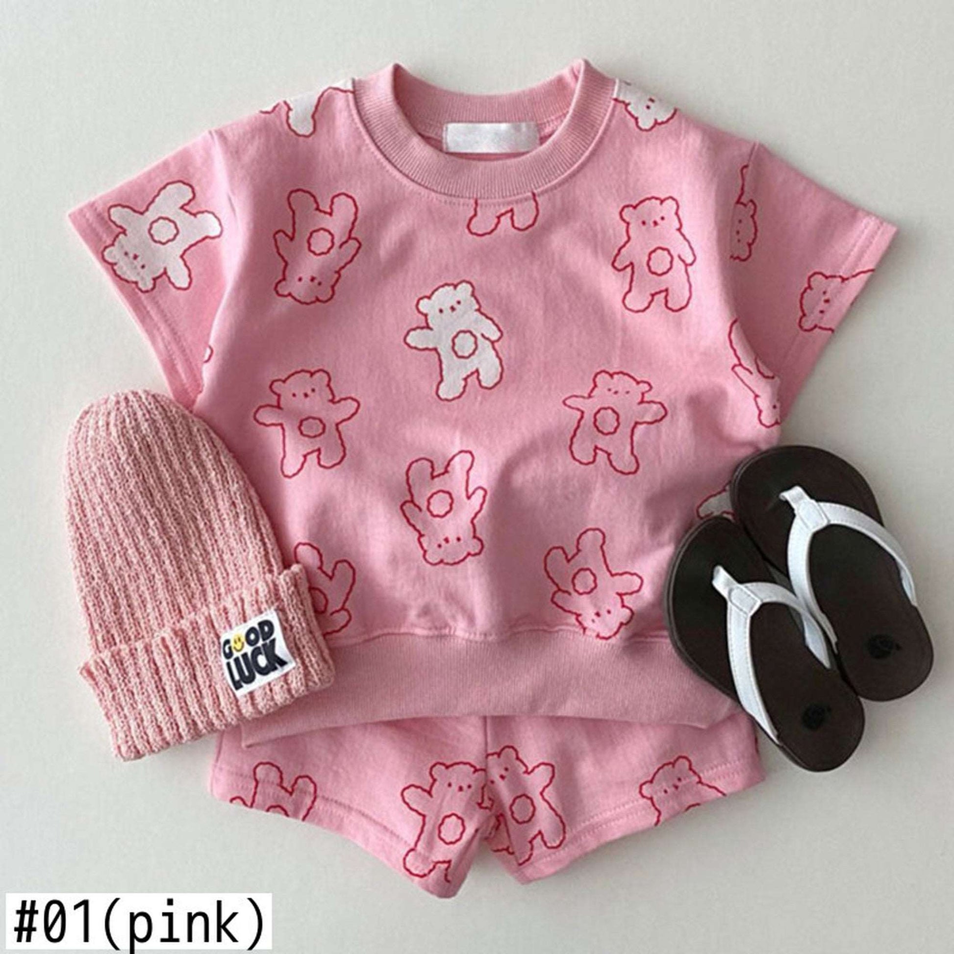 -ベビーくま セットアップ 半袖 Tシャツ ショートパンツ【mh0000475】 - mamahalo shop - 半袖セットアップ -  べビー服 - 子供服 - 男の子 - 女の子