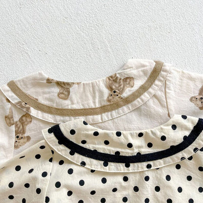 -ベビー くま みずたま 長袖ロンパース【mh0000053】 - mamahalo shop - 長袖ロンパース -  べビー服 - 子供服 - 男の子 - 女の子