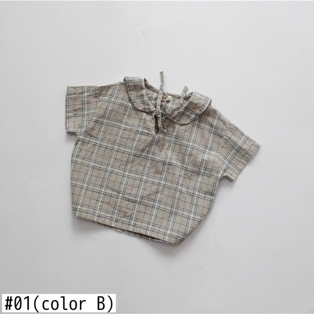 キッズ チェック リボン ブラウス 48902084 - mamahalo shop - 半袖シャツ・ブラウス - ベビー服 - 子供服 - 男の子 - 女の子