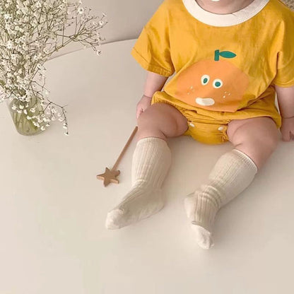 -ベビー オレンジ 半袖ロンパース【mh0000076】 - mamahalo shop - 半袖ロンパース -  べビー服 - 子供服 - 男の子 - 女の子