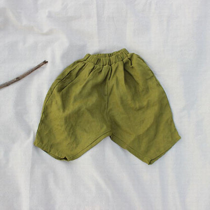 -キッズ コットンリネン パンツ【mh0000527】 - mamahalo shop - ハーフパンツ・ショートパンツ -  べビー服 - 子供服 - 男の子 - 女の子