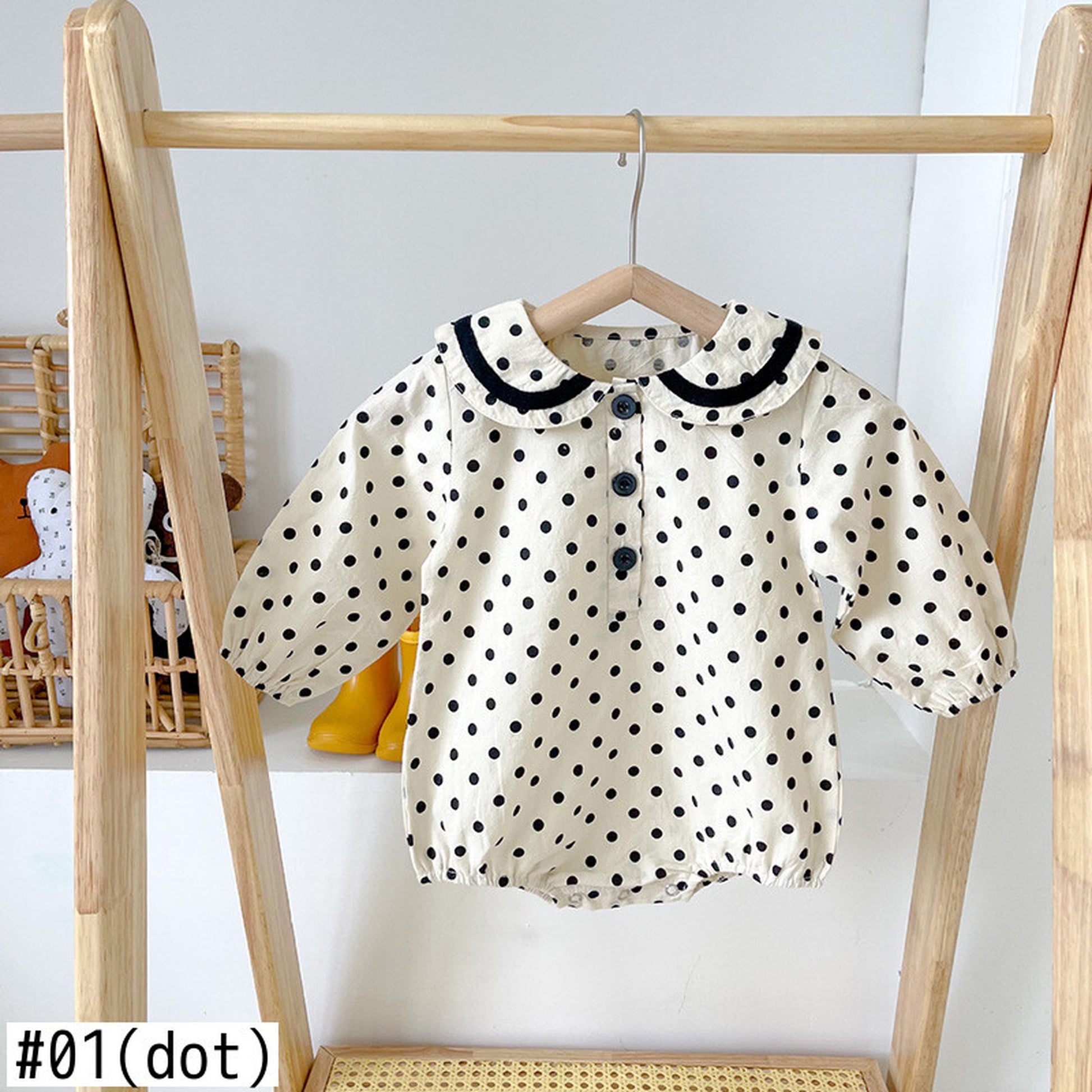 -ベビー くま みずたま 長袖ロンパース【mh0000053】 - mamahalo shop - 長袖ロンパース -  べビー服 - 子供服 - 男の子 - 女の子