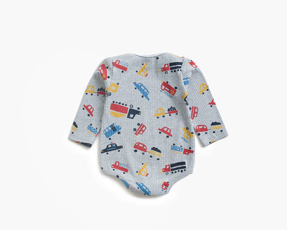 -ベビー ポテト くるま プリント 長袖 ロンパース【mh0000468】 - mamahalo shop - 長袖ロンパース -  べビー服 - 子供服 - 男の子 - 女の子