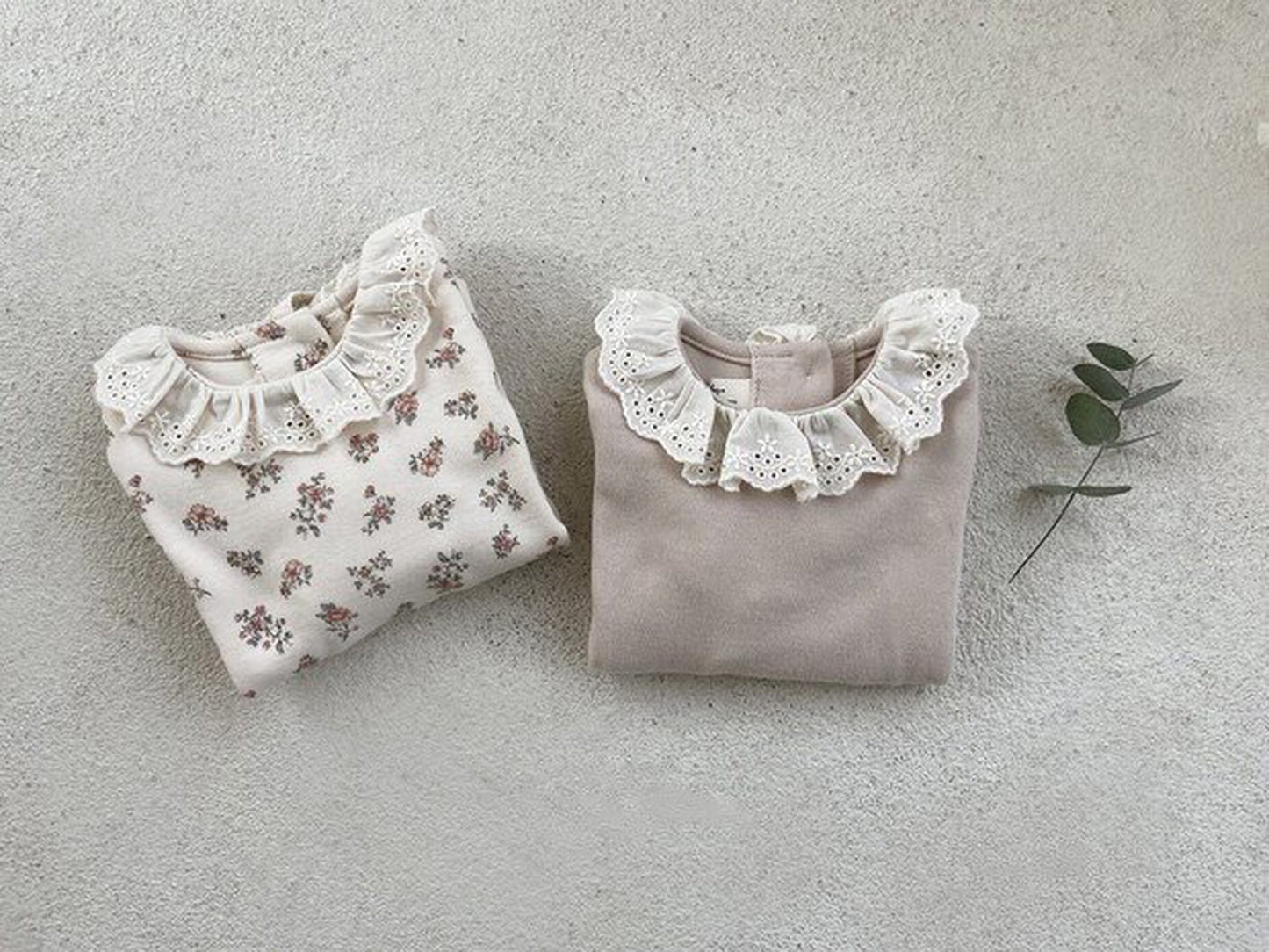 -ベビー フラワー レース襟 長袖 ブラウス トップス - mamahalo shop - 長袖Tシャツ -  べビー服 - 子供服 - 男の子 - 女の子