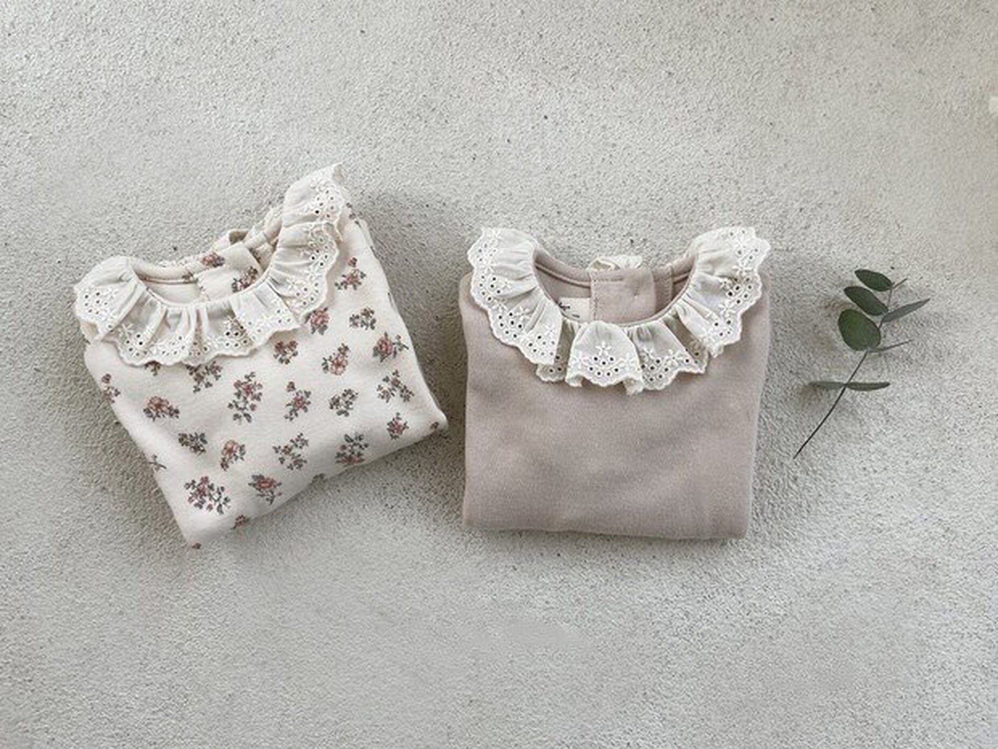 -ベビー フラワー レース襟 長袖 ブラウス トップス - mamahalo shop - 長袖Tシャツ -  べビー服 - 子供服 - 男の子 - 女の子