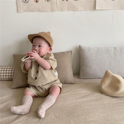 -☺︎ ベビーセットアップ 2点セット 半袖シャツ ショートパンツ 2カラー - mamahalo shop - 半袖セットアップ -  べビー服 - 子供服 - 男の子 - 女の子