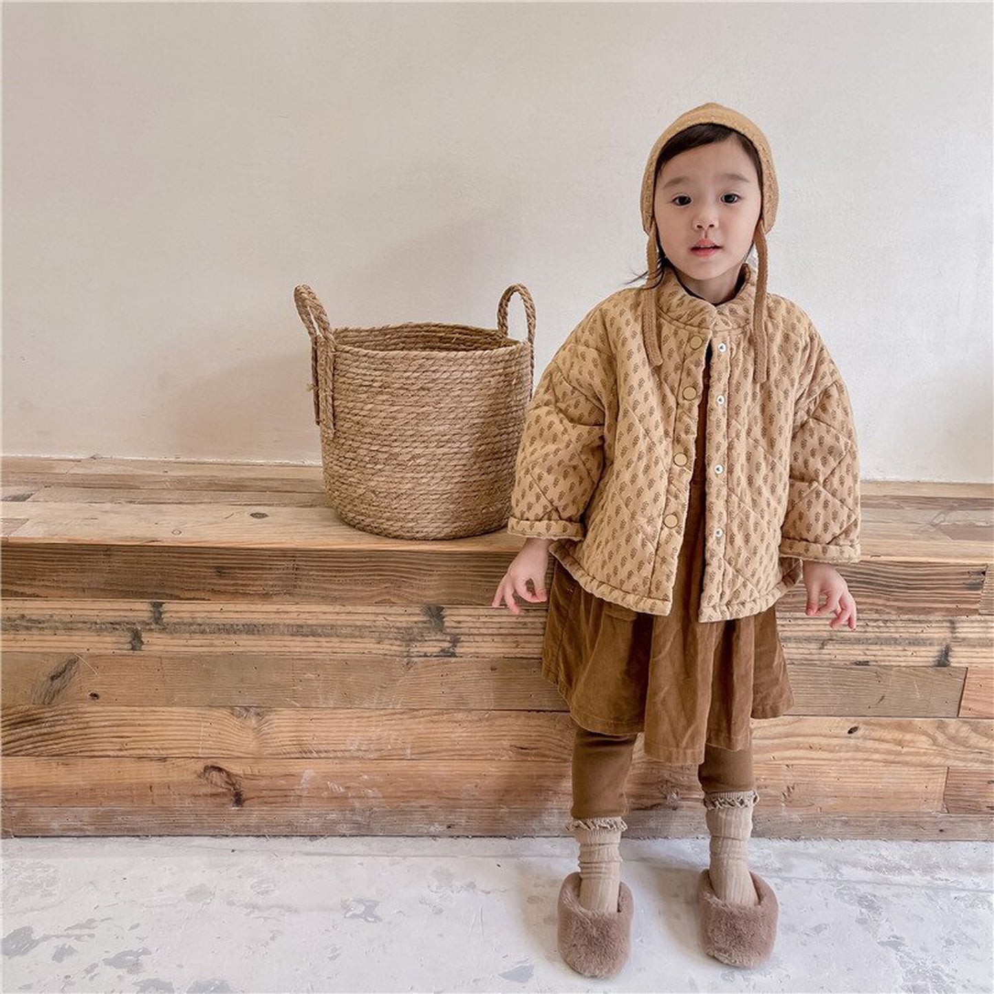 -キッズ プロバンス リーフ キルティング ジャケット アウター【mh0000284】 - mamahalo shop - ショートコート・ジャケット・ジャンパー -  べビー服 - 子供服 - 男の子 - 女の子