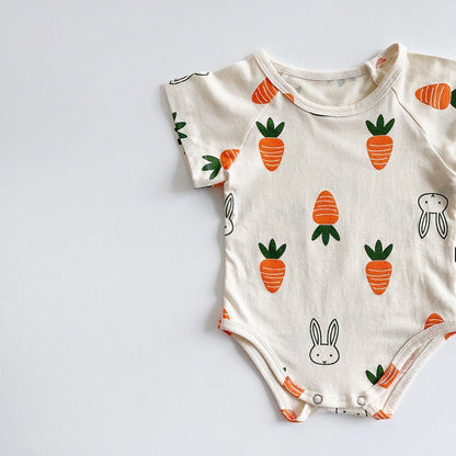 -ベビー くま うさぎ にんじん 半袖 ロンパース 帽子 セット【mh0000558】 - mamahalo shop - 半袖ロンパース -  べビー服 - 子供服 - 男の子 - 女の子