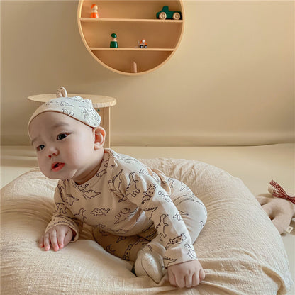 -ベビー 恐竜 ダイナソー セットアップ ロンパース 帽子 トップス パンツ【mh0000227】 - mamahalo shop - ロンパースセットアップ -  べビー服 - 子供服 - 男の子 - 女の子