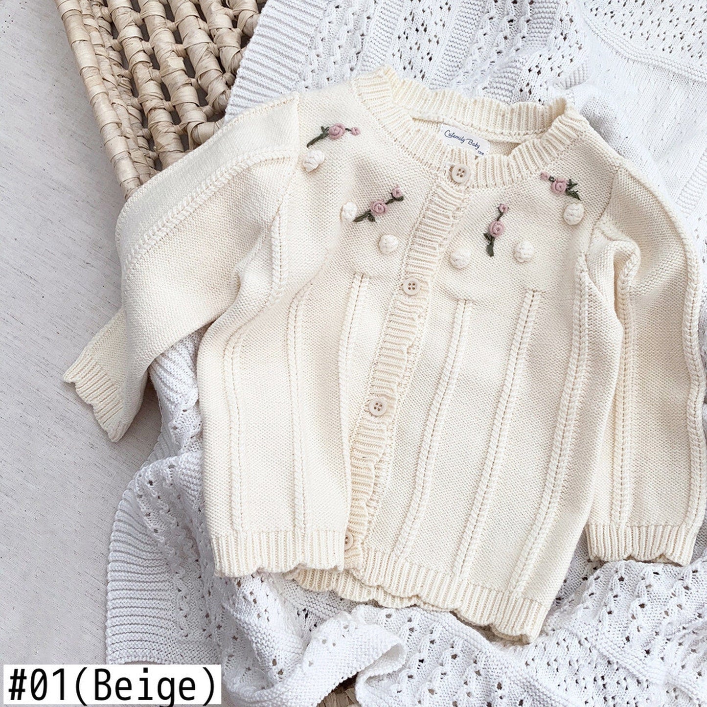 カーディガン・パーカー ベビー キッズ ニット フラワー 刺繍 カーディガン【mh0000248】