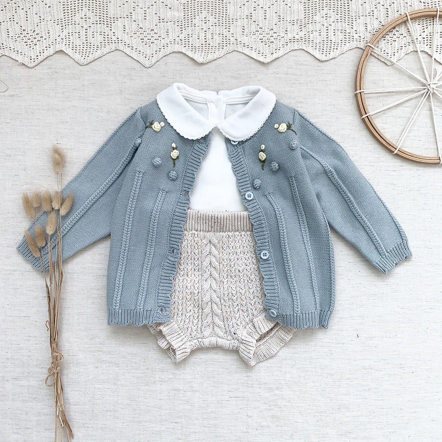 カーディガン・パーカー ベビー キッズ ニット フラワー 刺繍 カーディガン【mh0000248】