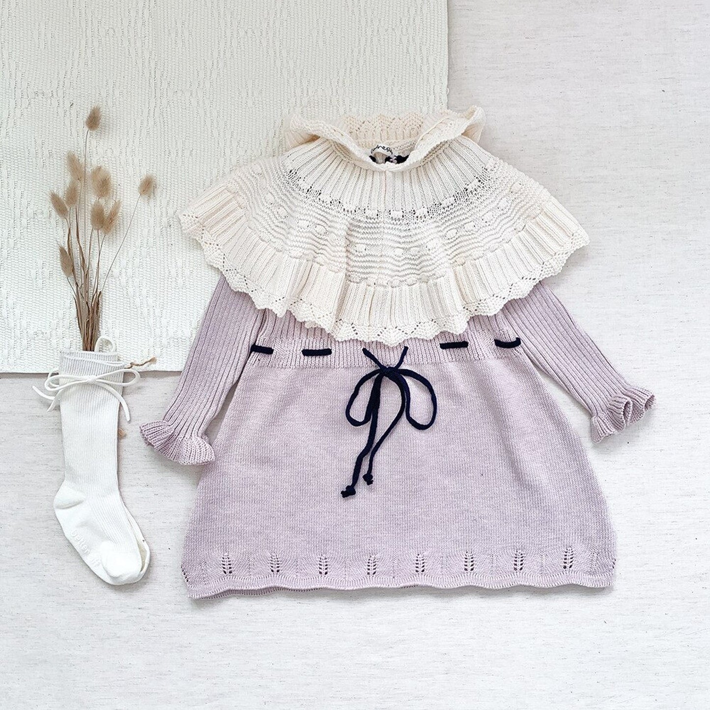 ショール ベビー キッズ レース ニット フーディ ボレロ ポンチョ【mh0000257】