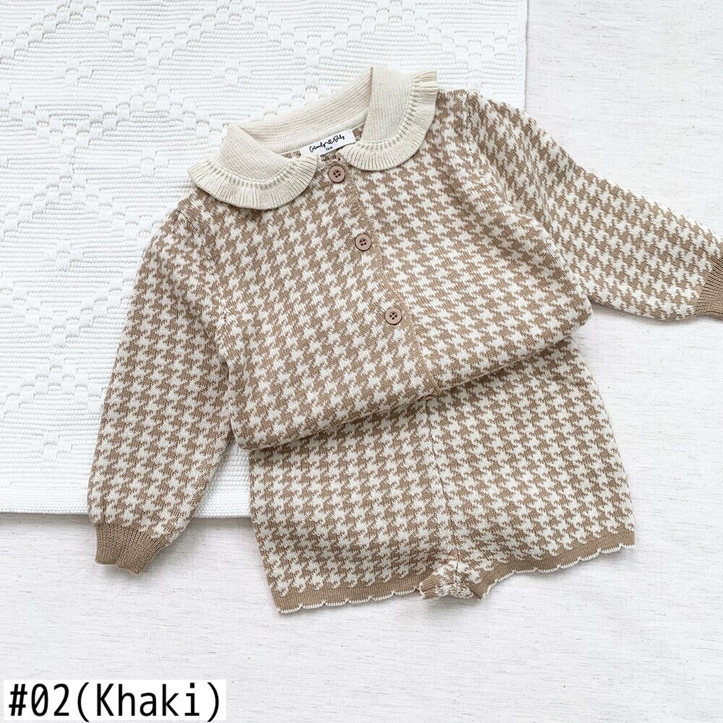 長袖セットアップ ベビー キッズ 千鳥格子 セットアップ 前あき カーディガン トップス ショート パンツ【mh0000258】