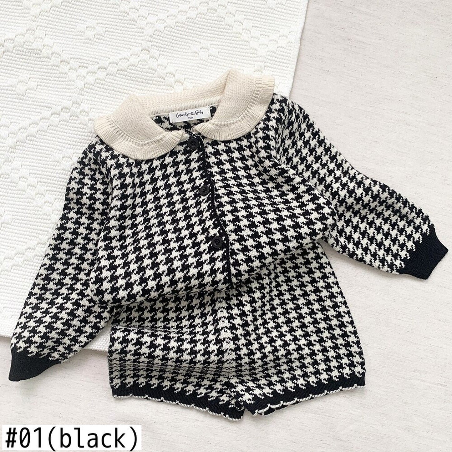 長袖セットアップ ベビー キッズ 千鳥格子 セットアップ 前あき カーディガン トップス ショート パンツ【mh0000258】