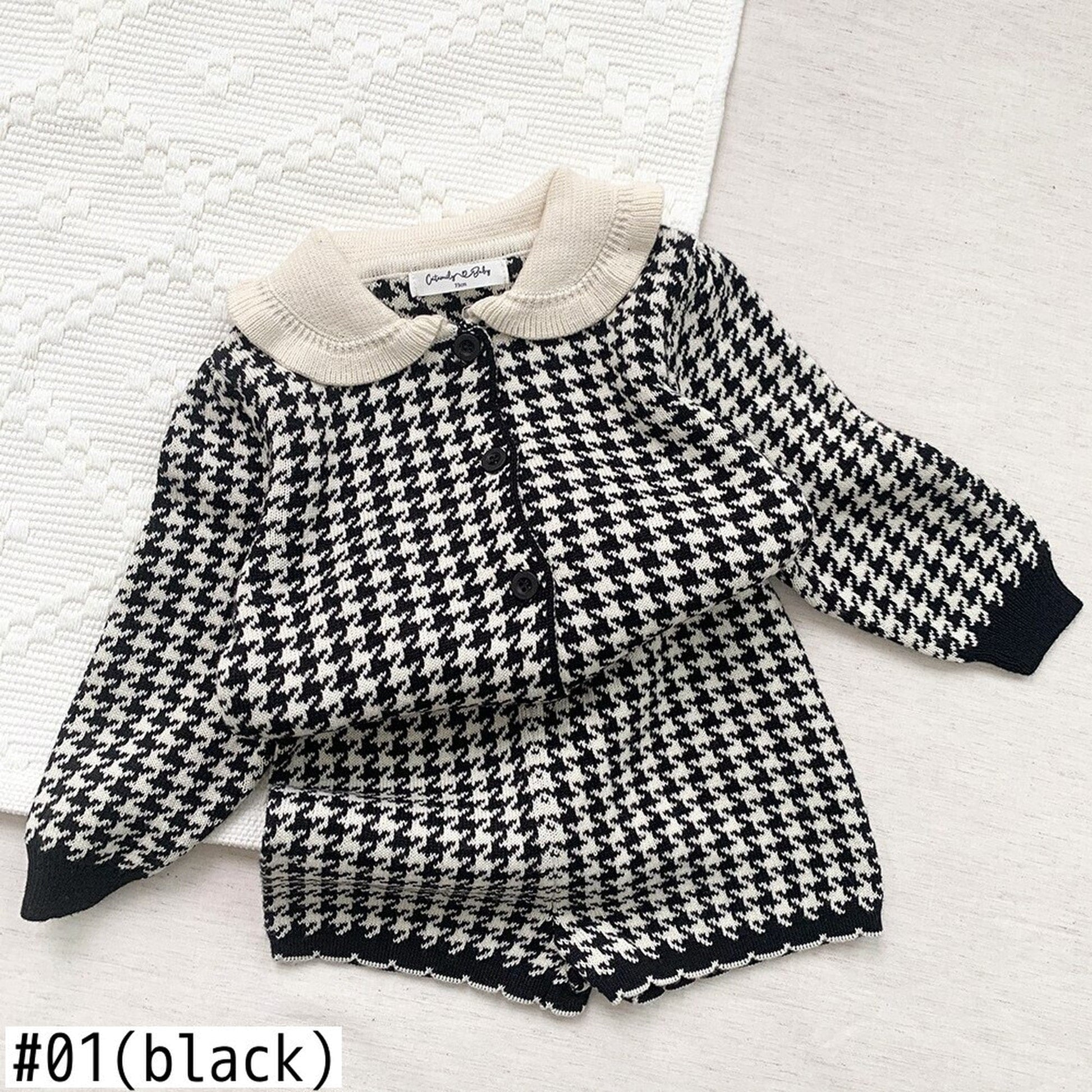 長袖セットアップ ベビー キッズ 千鳥格子 セットアップ 前あき カーディガン トップス ショート パンツ【mh0000258】