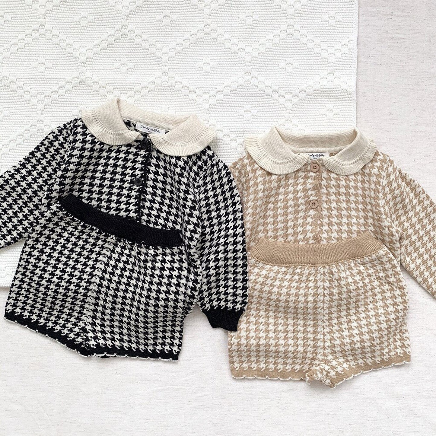 長袖セットアップ ベビー キッズ 千鳥格子 セットアップ 前あき カーディガン トップス ショート パンツ【mh0000258】