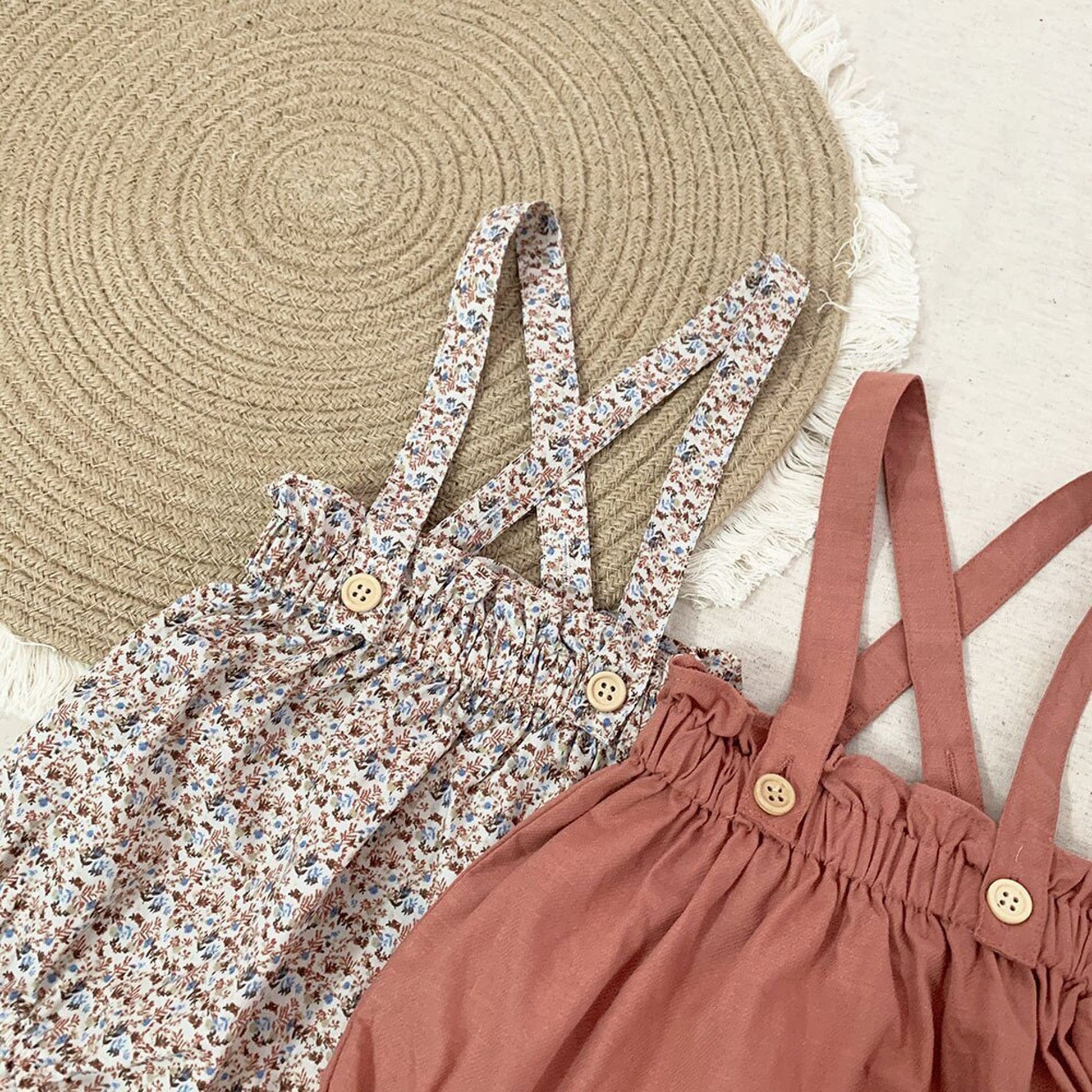 サロペットパンツ・サスペンダーパンツ ベビーキッズパンツ フラワー サスペンダー ブルマ フリル ショートパンツ【mh0000640】