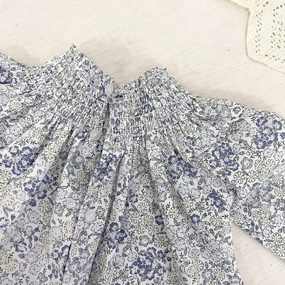 長袖シャツ・ブラウス ベビー キッズ フラワー シャーリング ボトルネック ブラウス トップス【mh0000671】