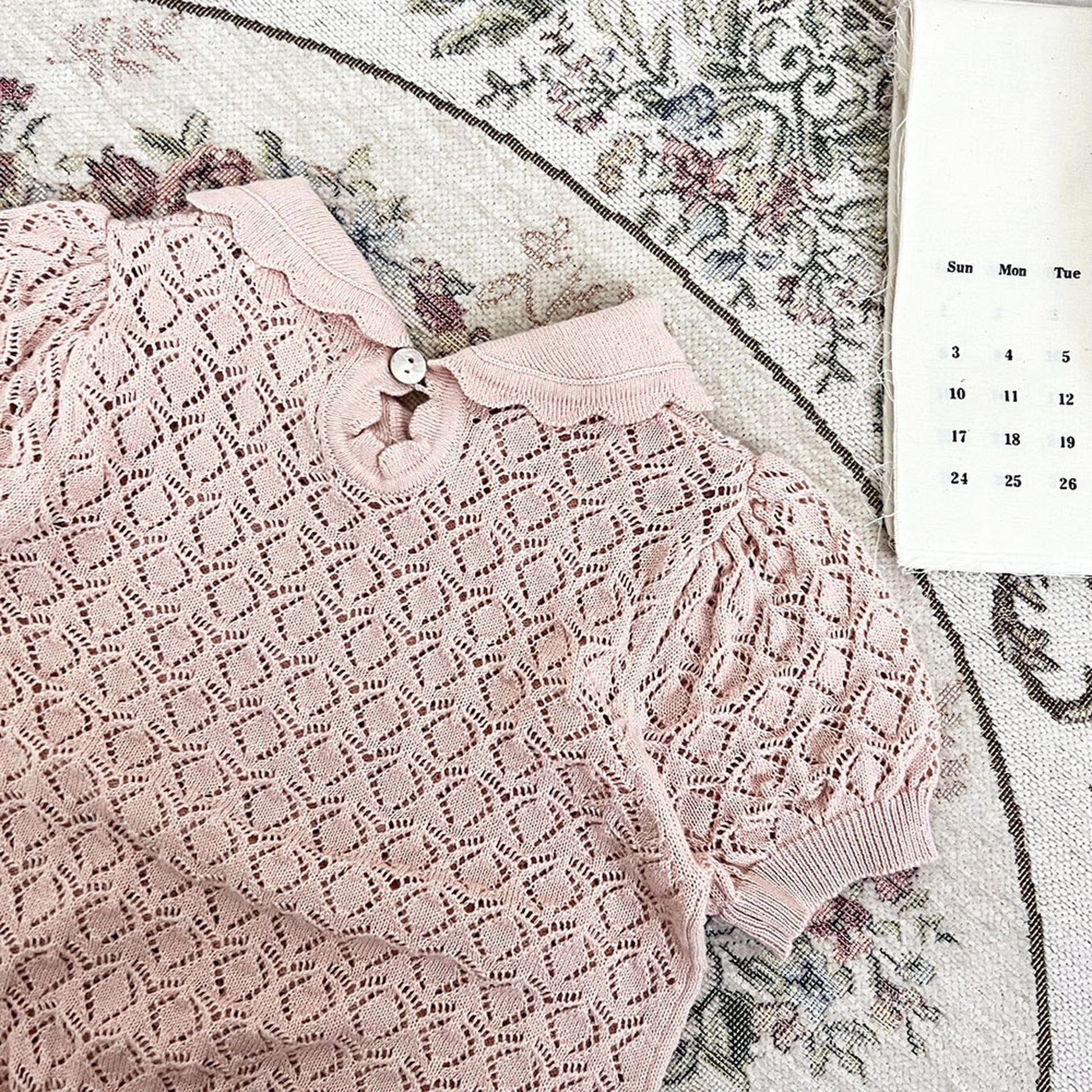 半袖シャツ・ブラウス ベビー キッズ レースニット 襟付き トップス ブラウス【mh0000767】