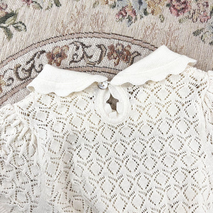 半袖シャツ・ブラウス ベビー キッズ レースニット 襟付き トップス ブラウス【mh0000767】