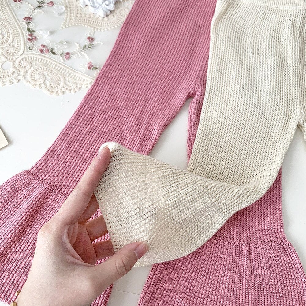 レギンスパンツ キッズ ニット リブ フレア パンツ レギンスパンツ【mh0001235】