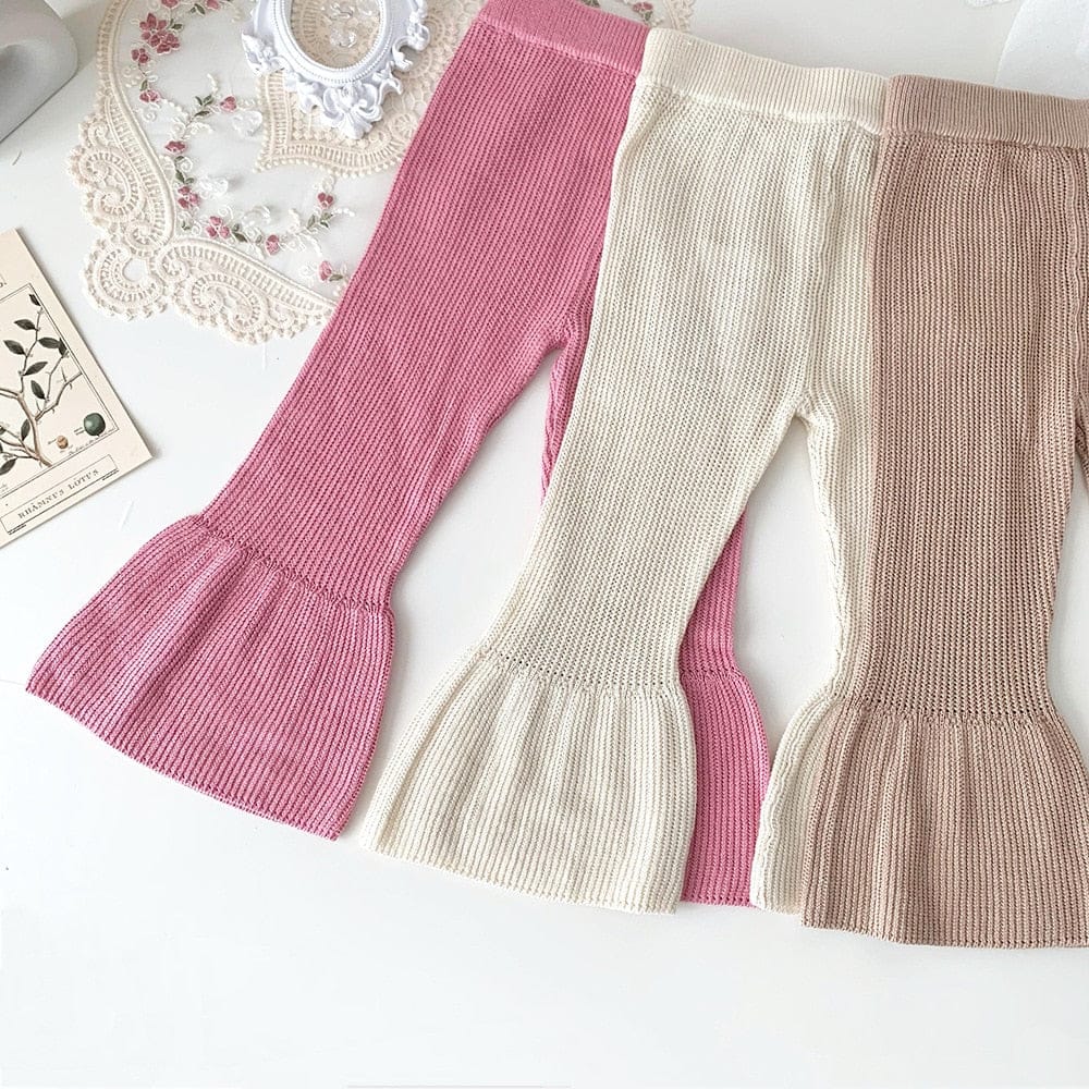 レギンスパンツ キッズ ニット リブ フレア パンツ レギンスパンツ【mh0001235】