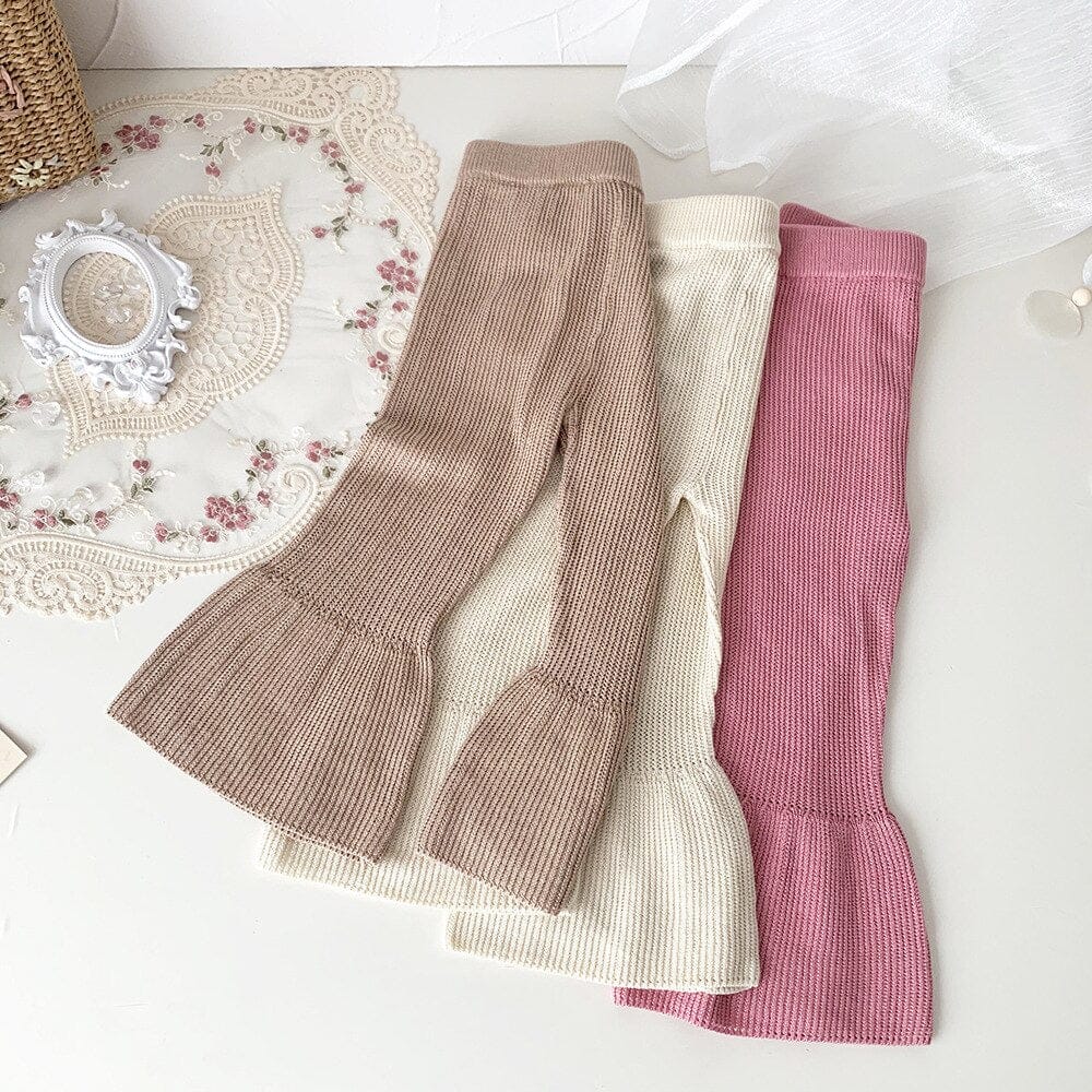 レギンスパンツ キッズ ニット リブ フレア パンツ レギンスパンツ【mh0001235】
