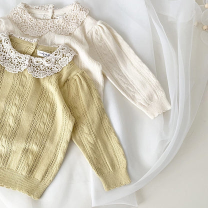 ニット・セーター ベビー キッズ レース ニット 長袖 ブラウス トップス【mh0001238】