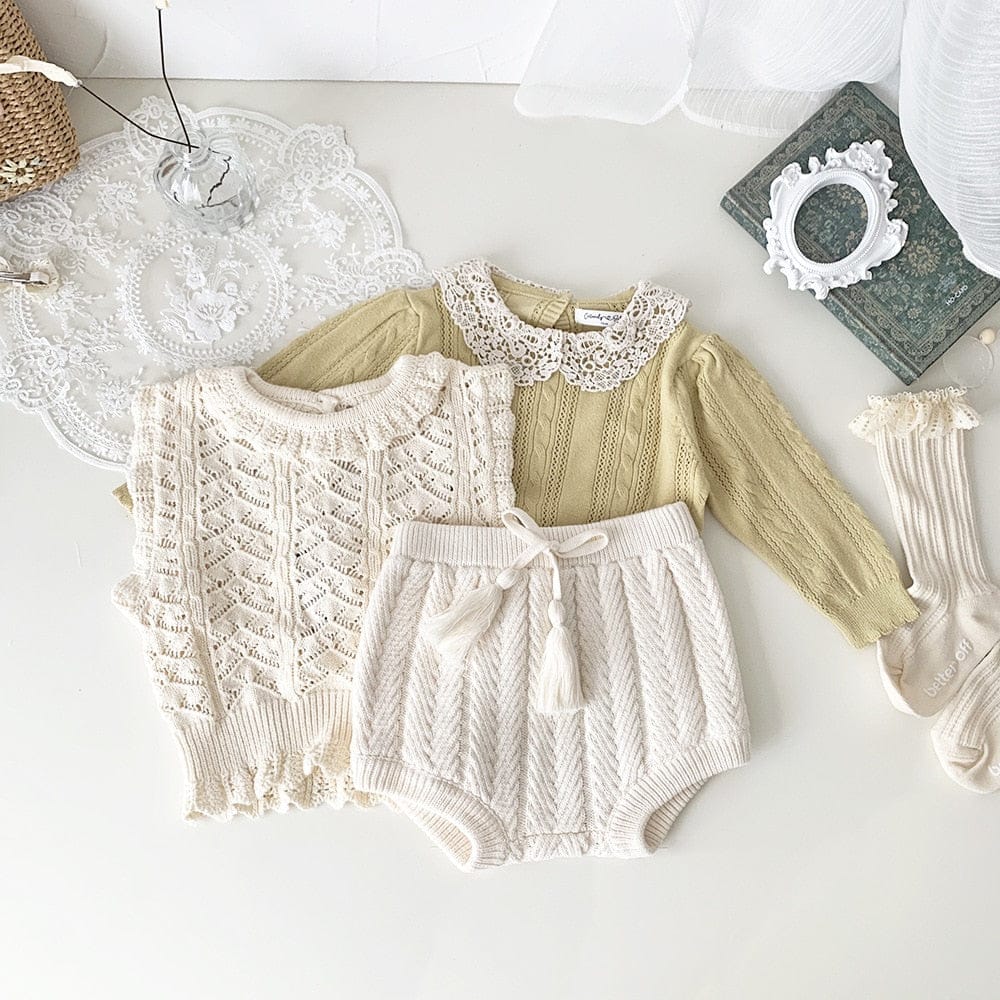 ニット・セーター ベビー キッズ レース ニット 長袖 ブラウス トップス【mh0001238】