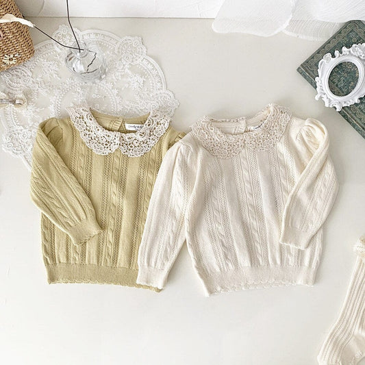 ニット・セーター ベビー キッズ レース ニット 長袖 ブラウス トップス【mh0001238】