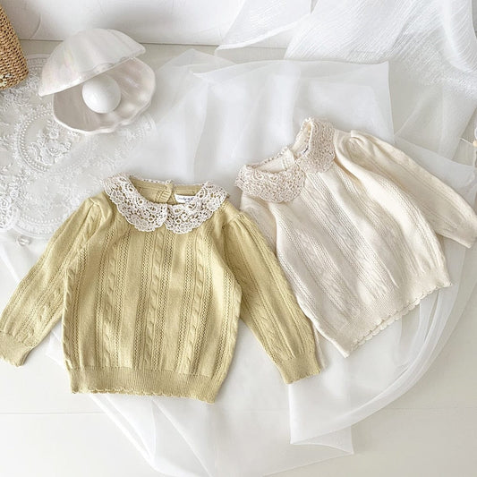 ニット・セーター ベビー キッズ レース ニット 長袖 ブラウス トップス【mh0001238】