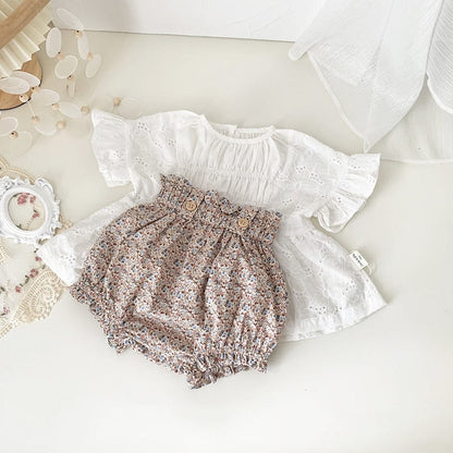 半袖シャツ・ブラウス ベビー キッズ レース シャーリング フリル 半袖 ブラウス トップス【mh0001416】