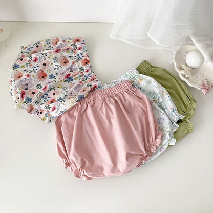 ブルマパンツ ベビー フラワー シャーリング ブルマパンツ【mh0001417】