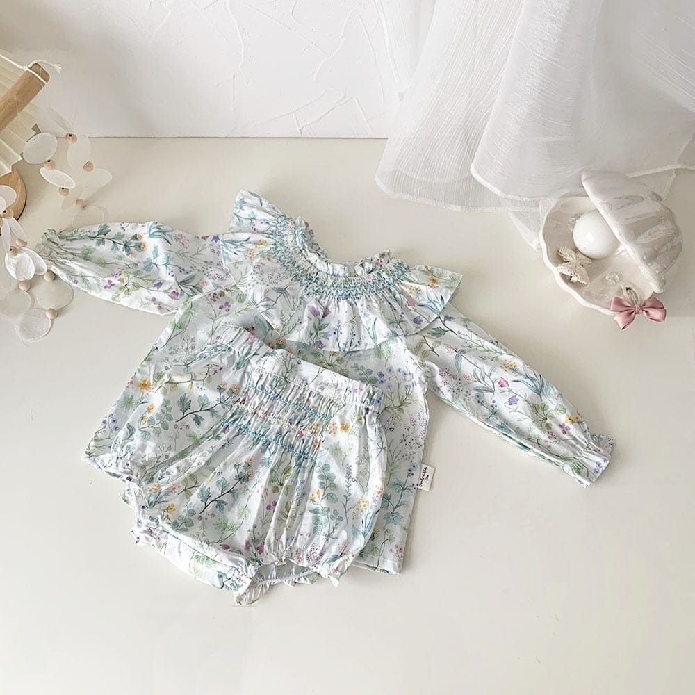 ブルマパンツ ベビー フラワー シャーリング ブルマパンツ【mh0001417】