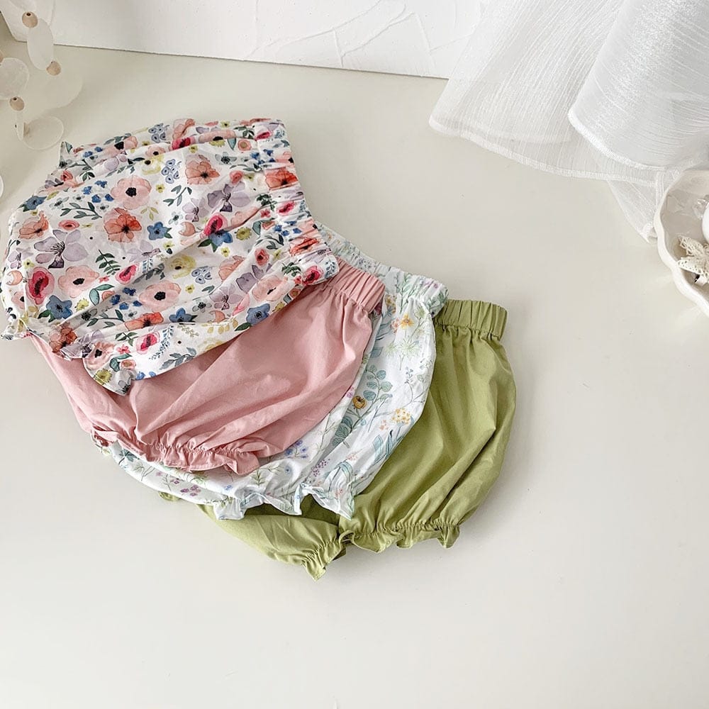 ブルマパンツ ベビー フラワー シャーリング ブルマパンツ【mh0001417】