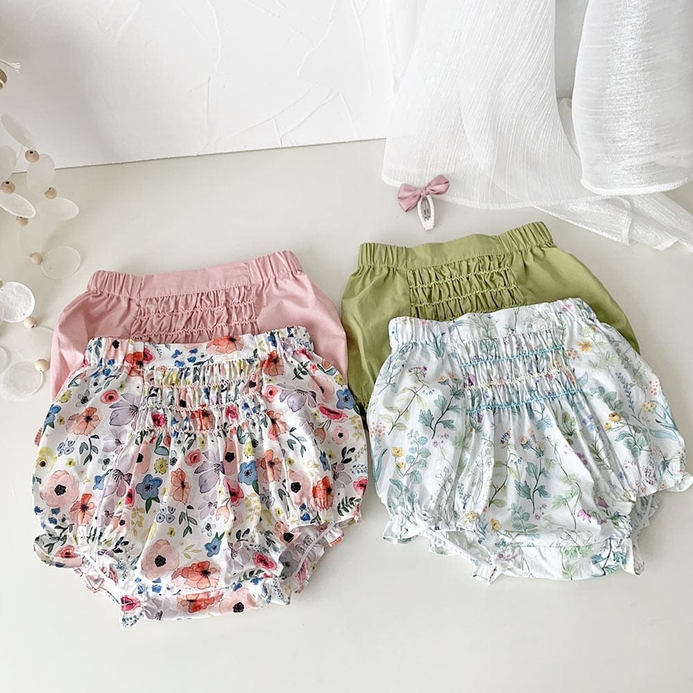 ブルマパンツ ベビー フラワー シャーリング ブルマパンツ【mh0001417】