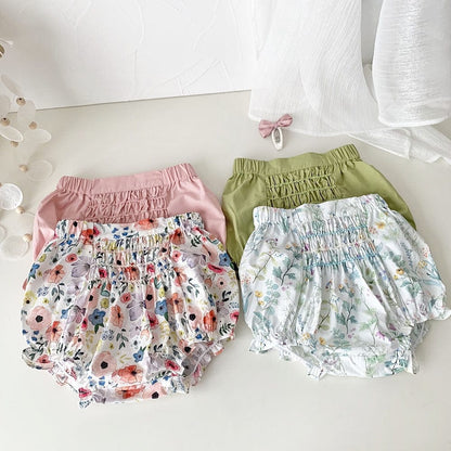 ブルマパンツ ベビー フラワー シャーリング ブルマパンツ【mh0001417】