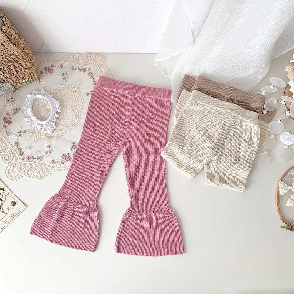 レギンスパンツ Pink / 12M 80cm キッズ ニット リブ フレア パンツ レギンスパンツ【mh0001235】