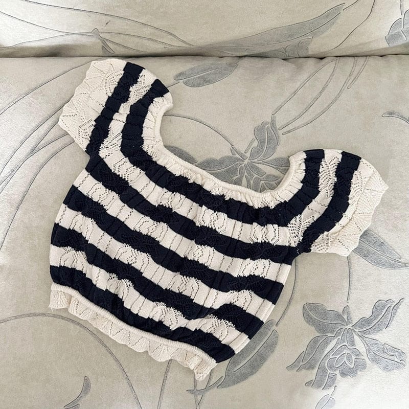 半袖Tシャツ Stripe / 9M 73cm ベビー キッズ サマー レースニット ボーダー 半袖 トップス【mh0000833】