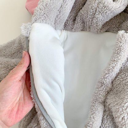 -ベビー ぞう 耳付き フーディ フリース アウター ジャンプスーツ【mh0000205】 - mamahalo shop - アウタージャンプスーツ -  べビー服 - 子供服 - 男の子 - 女の子