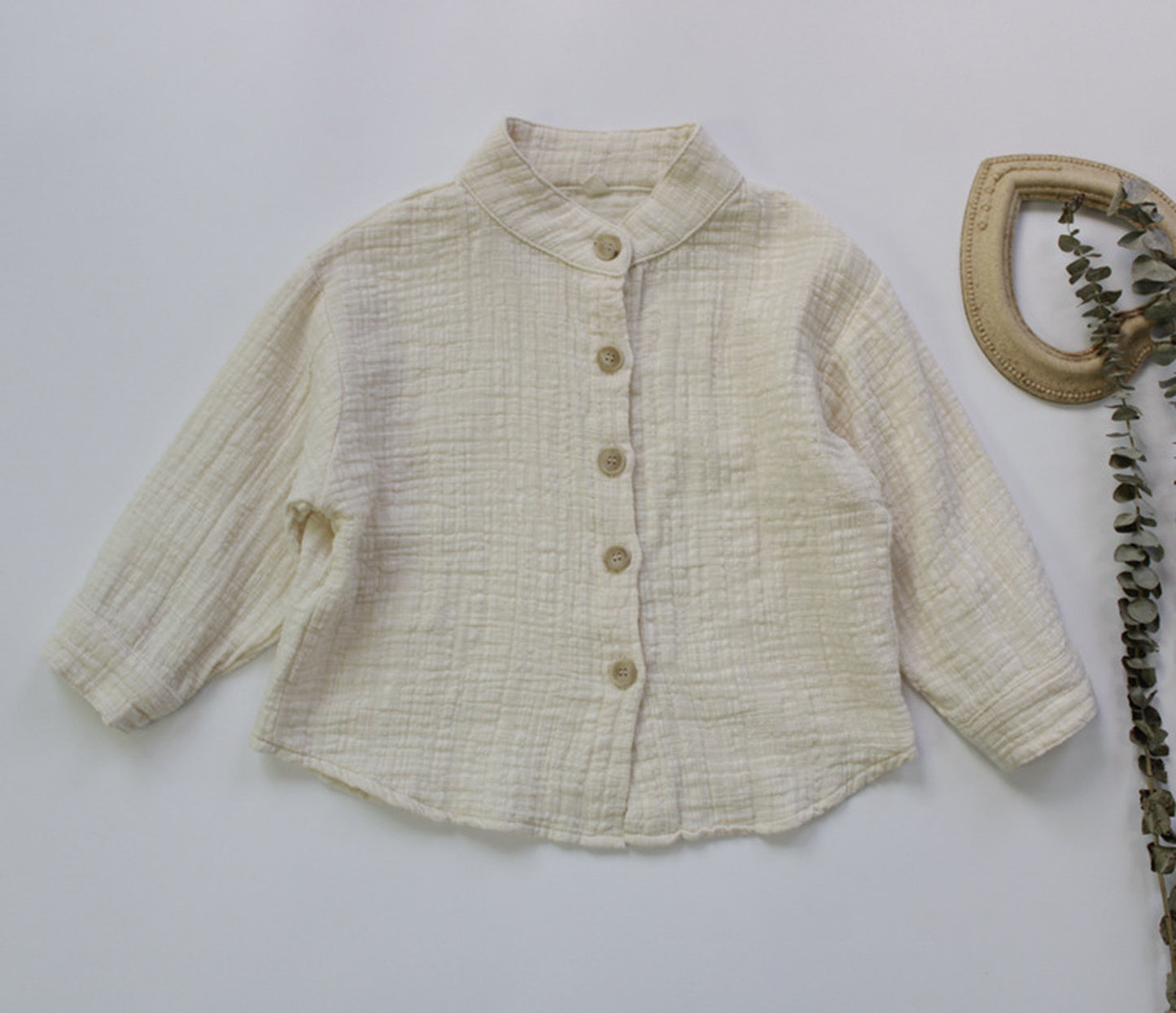 -キッズ コットンリネン シャツ - mamahalo shop - 長袖シャツ・ブラウス -  べビー服 - 子供服 - 男の子 - 女の子